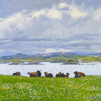 Dozing Sheep, Iona, 2015 (olej na plátně) od Charles Simpson