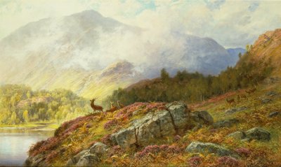Jelen v krajině Vysočiny (olej na plátně) od Charles Stuart