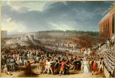 Francouzská revoluce: „“slavnost Federace 14. července 1790 na Champ de Mars““ Malba Charlese Thevenina (1764-1838) 1790 Ne. 1,27x1,83 m Paříž, Musee Carnavalet od Charles Thevenin