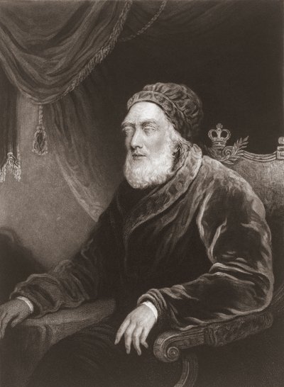 Král Jiří III ve stáří. Portrét. (tisk) od Charles Turner