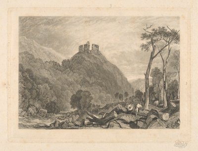Hrad Okehampton, na řece Okement od Charles Turner