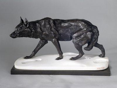 Sledování vlků ve sněhu (bronz, kov a mramor) od Charles Valton