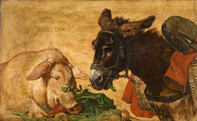 Chamtivý a líný, umírněný a pracovitý (olej na plátně) od Charles Verlat