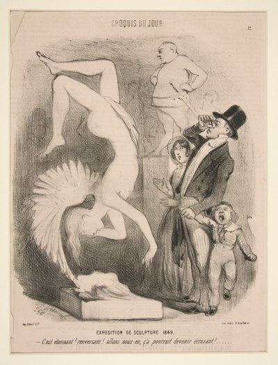 Exposition de Sculpture 1849 (Výstava sochařství 1849), ze série Sketch of the Day publikované v Le Charivari od Charles Vernier