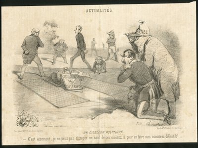 Ilustrace Charles Vernier (? -1887) v Le Charivari - Politický kuřák - Prezident republiky, Ministere de l