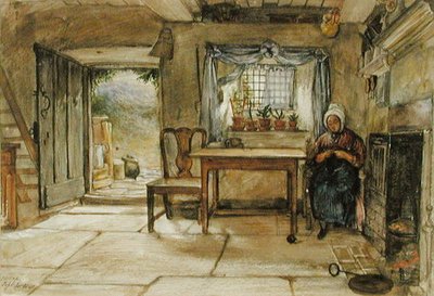 Interiér chaty od Charles West Cope