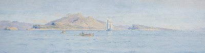 Slunečný den u pobřeží, Villefranche sur Mer, kolem roku 1885 (olej na plátně položen) od Charles William Wyllie