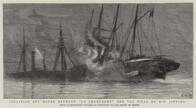 Srážka u Havru mezi La Champagne a La Ville de Rio Janeiro od Charles William Wyllie