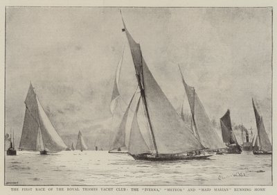 První závod Royal Thames Yacht Club, Iverna, Meteor a Maid Marian běží domů od Charles William Wyllie