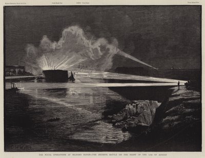 Námořní operace v Milford Haven, rozhodující bitva v noci 17. srpna od Charles William Wyllie