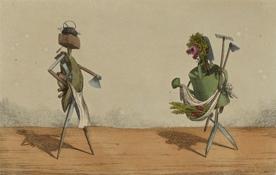 Implements Animated, Plate 2, Dedicated to the Carpenters and Gardeners of Great Britain, c.1811 (ručně kolorovaný lept) od Charles Williams