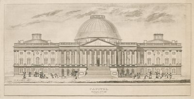 Capitol, Washington, DC, rytý Henry a James Stone (rozkvetl 1822-1849), 1826 (akvatinta a rytina na papíře) od Charles after Bulfinch