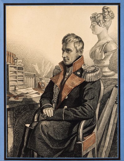 Portrét hraběte Michaila Voroncova (1782-1856) (Portrét hraběte M. Voroncova). Dílo Carla von Hampeina (1794-po 1880), tužka a akvarel na papíře, cca 1820. Ruské umění od Charles de Hampeln