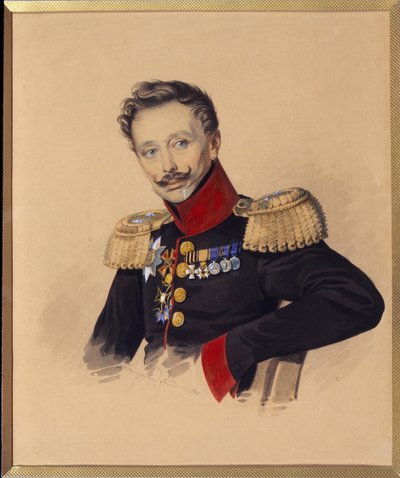Portrét prince Fjodora Fjodoroviče Gagarina (1746-1863) (Portrét F.F. Gagarina). Dílo Carla Von Hampeina (1794-po 1880), tužka a akvarel na papíře, cca 1830. Ruské umění od Charles de Hampeln