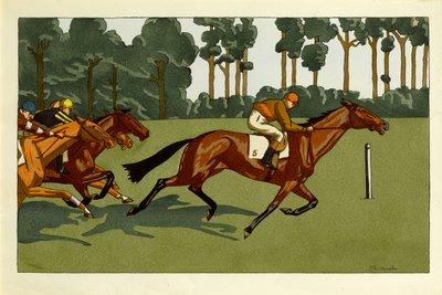 Soubor čtyř grafik - Longchamps a jiné závody, cca 1910 od Charlotte Ancelin