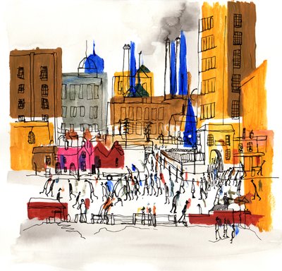 Coming from the Mill, 2014 (akryl a inkoust) od Charlotte Orr