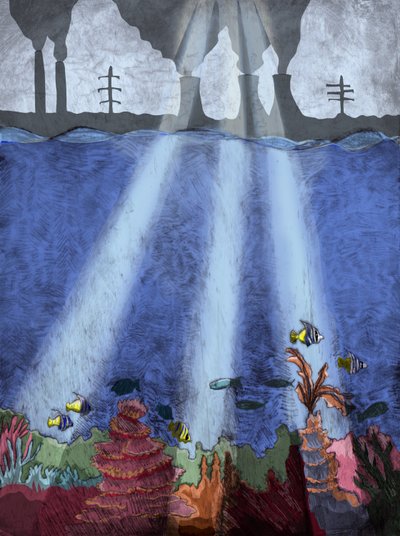 Coral Reef, 2013 (leptání suchou jehlou a digitální) od Charlotte Orr