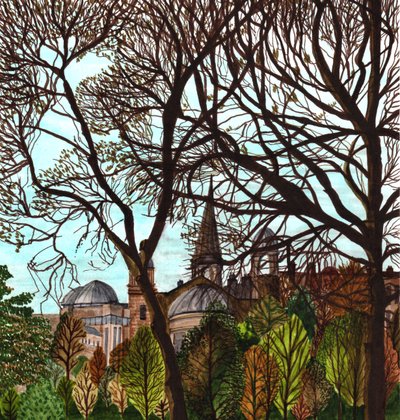 Edinburgh na jaře, 2020 (štětec na papíře) od Charlotte Orr