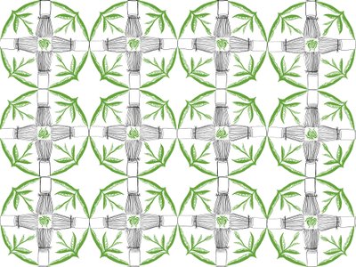 Matcha Repeat Pattern, 2018 (pero a inkoust) od Charlotte Orr