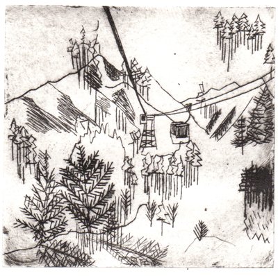 Mayrhofen Mountains, 2015 (lept suchou jehlou a digitální) od Charlotte Orr