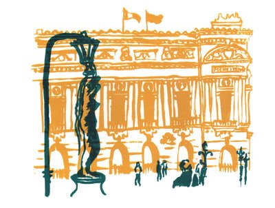 Pařížská opera, 2014 (sítotisk) od Charlotte Orr