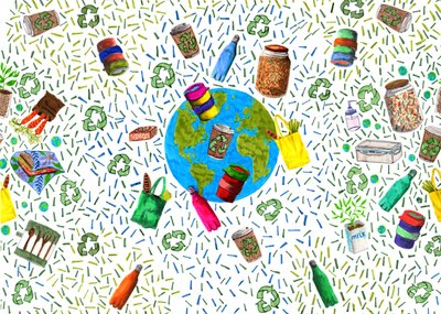 Design recyklačního koše, 2020 (kartáčová pera a digitální) od Charlotte Orr