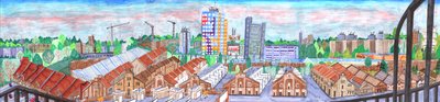 Storkower straße, 2017 (štětcové pera od Charlotte Orr