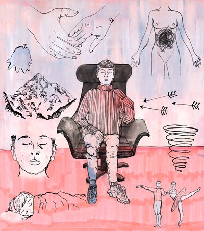 Therapy Illustration, 2018 (inkoust a akryl) od Charlotte Orr