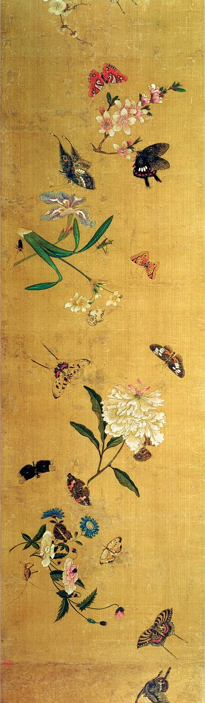Sto motýlů, květin a hmyzu, detail z ručního svitku od Chen Hongshou