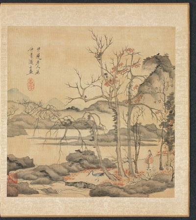 Obrazy podle starých mistrů: Taoista a jeřáb v podzimní krajině, 1598-1652. od Chen Hongshou