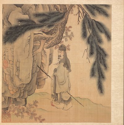 Obrazy podle starých mistrů: Učenec s holí a štětcem, 1598-1652. od Chen Hongshou
