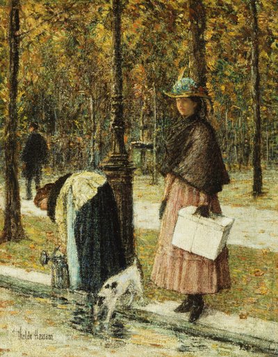 Večer, Champs-Elysees (nedaleko Louvru) od Childe Frederick Hassam