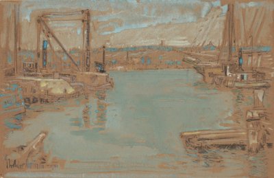 North River Dock, New York od Childe Frederick Hassam