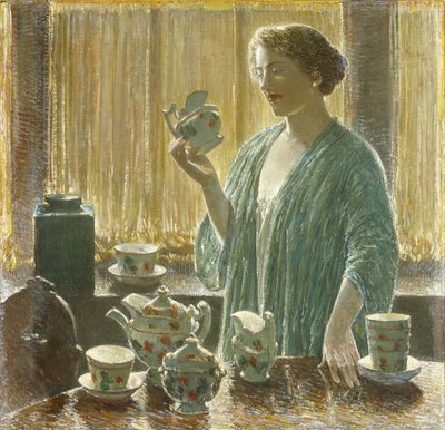 Jahodový čajový set od Childe Frederick Hassam