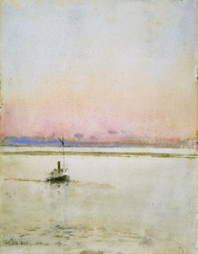 Západ slunce (akvarel na papíře) od Childe Frederick Hassam