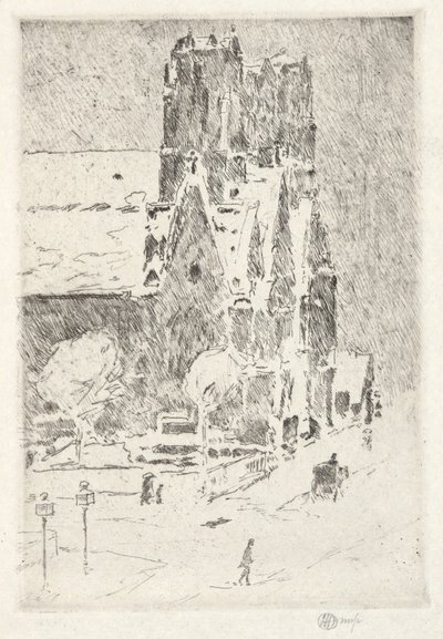 Kostel na Kalvárii ve sněhu od Childe Hassam