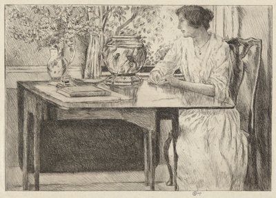 Koloniální stůl, Cos Cob, 1915 od Childe Hassam
