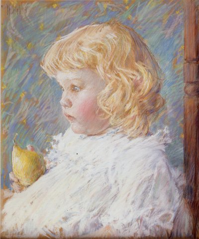 Holčička s hruškou od Childe Hassam