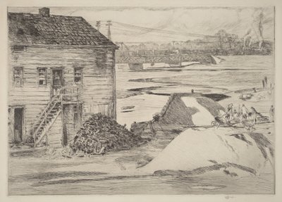 Odliiv, most Cos Cob od Childe Hassam