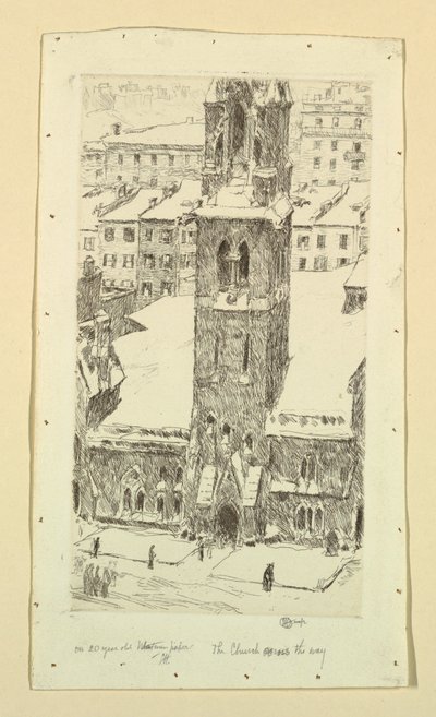 Kostel přes cestu od Childe Hassam