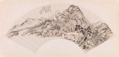 Vějíř zobrazující krajinu (inkoust na papíře) od Chin Ping wen Chin Ping wen