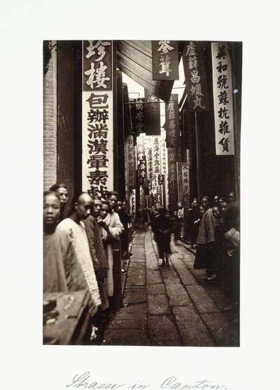 Pouliční scéna v Kantonu, kolem 70. let 19. století (tisk alba) od Chinese Photographer