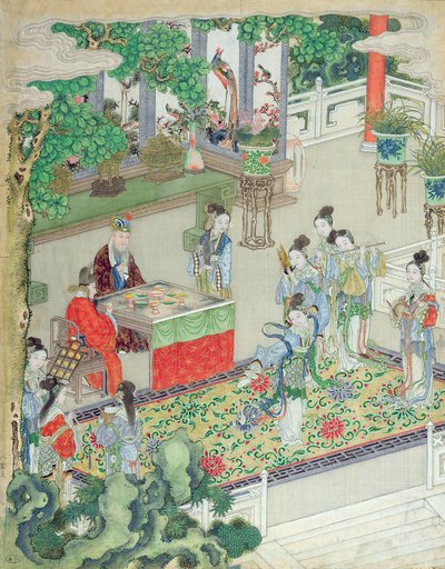 Čínský mandarín se baví (barva na hedvábí) od Chinese School