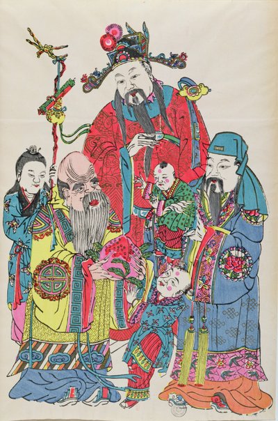 Rodina obklopující boha dlouhověkosti, konec 19. století od Chinese School