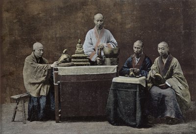 Skupina čínských bonzů; ryl a tiskl Gilot; 1896 čínskou školou, (19. století) od Chinese School