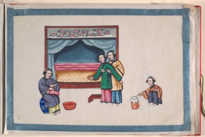 Album, konec 19. století (album o dvanácti listech; tuš a barva na křídovém papíře, vázáno v červeném damašku) od Chinese School