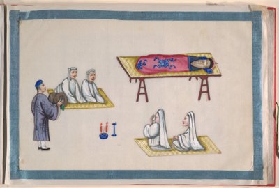 Album, konec 19. století (album o dvanácti listech; tuš a barva na křídovém papíře, vázáno v červeném damašku) od Chinese School