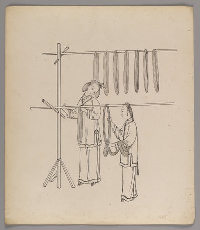 Album samostatných listů: Pěstování a výroba hedvábí (inkoust na papíře) (viz také 499288-303) od Chinese School