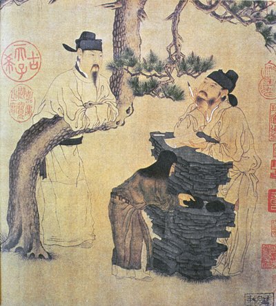 Starověký čínský básník, faksimile originálního čínského svitku od Chinese School