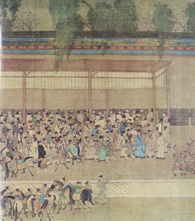 Starověké čínské čekání na výsledky vyšetření, faksimile původního čínského svitku od Chinese School